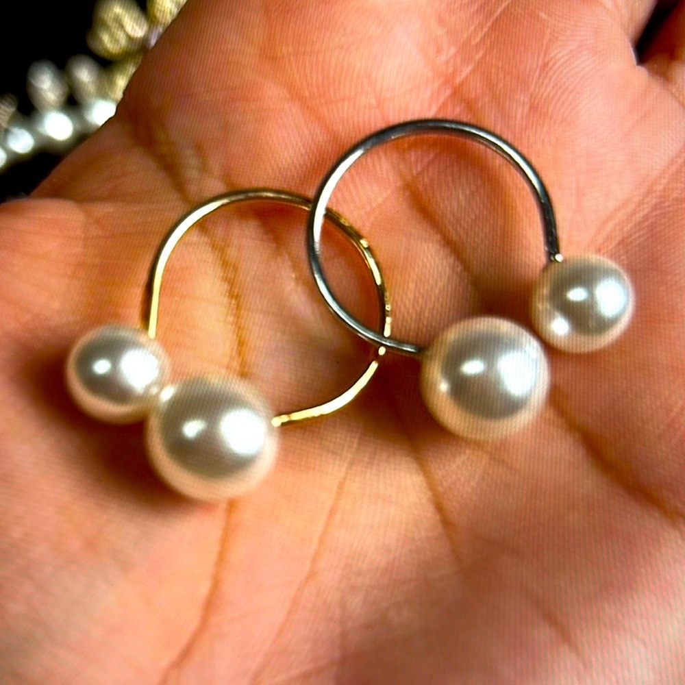 WHITE PEARL ADJUSTABLE RINGS SILVER